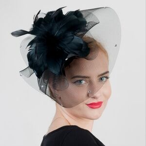 Beloved Millinery Couture Elegant Black Feather Fascinator